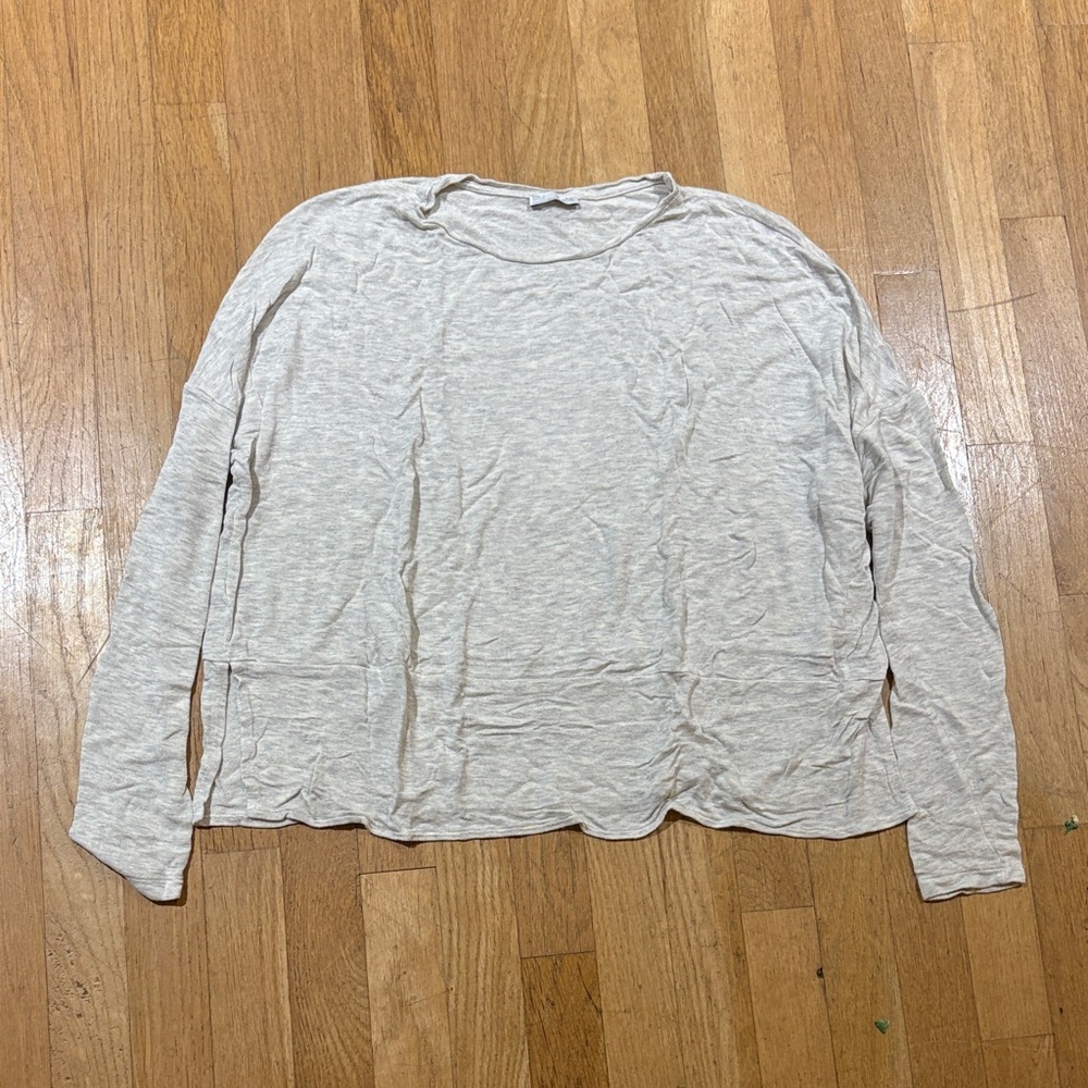Zara Light Beige Long Sleeve Crewneck Top